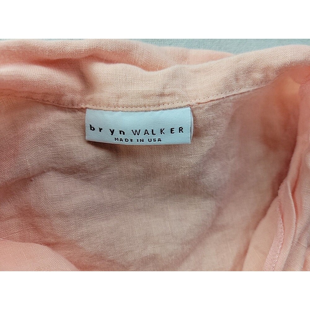 Bryn Walker Women's S Oversized Orange Sherbet Linen Button Down Shirt USA Made - Picture 4 of 9